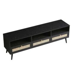 Frances Woven Rattan 160cm 3-Drawer TV Unit, Black -Daals Store FT TV 05 BLACK WB4
