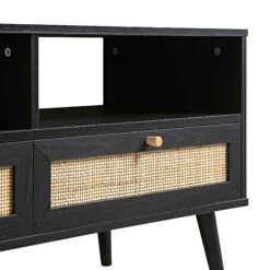 Frances Woven Rattan 160cm 3-Drawer TV Unit, Black -Daals Store FT TV 05 BLACK detail1