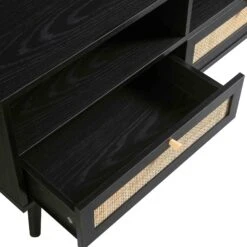 Frances Woven Rattan 160cm 3-Drawer TV Unit, Black -Daals Store FT TV 05 BLACK detail2
