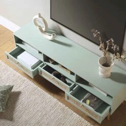 Frances Woven Rattan 160cm 3-Drawer TV Unit, Mint -Daals Store FT TV 05 SAGE scene2