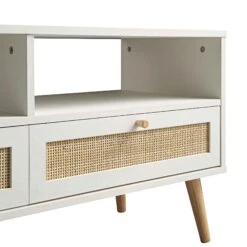 Frances 160cm Woven Rattan 3-Drawer TV Unit in Washed White – Scandi Style Media Console -Daals Store FT TV 05 WHITE detail1