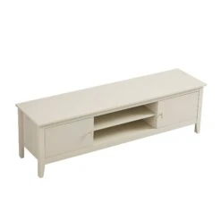 Oakham 150cm TV Unit Shaded White – Contemporary Gold Handle Media Console -Daals Store FT TV 08 WHITE WB5
