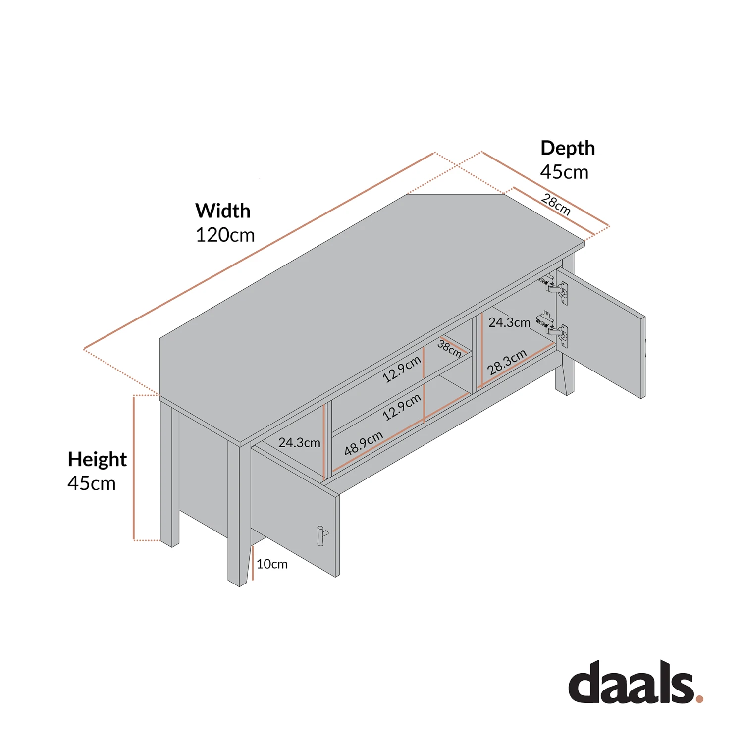 Oakham 120cm Corner TV Unit, Nude Pink 3 Oakham 120cm Corner TV Unit, Nude Pink - Image 3