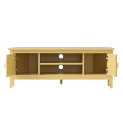 Oakham 120cm Corner TV Unit in Rattan Yellow - Gold Handles & Tapered Legs Media Console -Daals Store FT TV 09 SAFYEL WB3