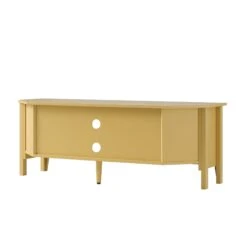 Oakham 120cm Corner TV Unit in Rattan Yellow - Gold Handles & Tapered Legs Media Console -Daals Store FT TV 09 SAFYEL WB6
