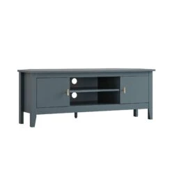 Oakham 120cm Corner TV Unit in Stormy Blue – Space-Saving Media Stand with Gold Accents -Daals Store FT TV 09 STORM WB3