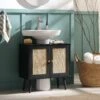 Frances Woven Rattan 2-Door Bathroom Undersink Unit, Black 23 Frances Woven Rattan 2-Door Bathroom Undersink Unit, Black -Daals Store FT UDS 01 BLACK main