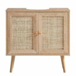 Frances Woven Rattan 2-Door Bathroom Undersink Unit, Natural -Daals Store FT UDS 01 NAT WB2