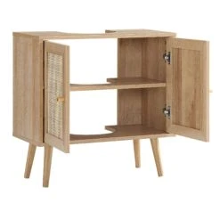 Frances Woven Rattan 2-Door Bathroom Undersink Unit, Natural -Daals Store FT UDS 01 NAT WB3