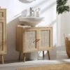 Frances Woven Rattan 2-Door Bathroom Undersink Unit, Natural -Daals Store FT UDS 01 NAT main