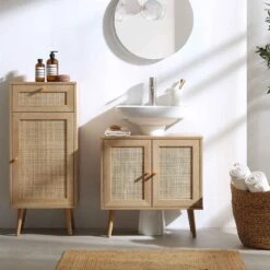 Frances Woven Rattan 2-Door Bathroom Undersink Unit, Natural -Daals Store FT UDS 01 NAT scene2