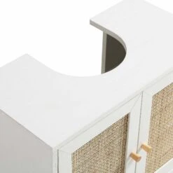 Frances Woven Rattan 2-Door Bathroom Undersink Unit, White -Daals Store FT UDS 01 WHITE detail1