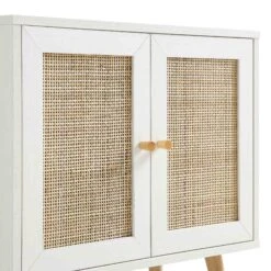 Frances Woven Rattan 2-Door Bathroom Undersink Unit, White -Daals Store FT UDS 01 WHITE detail2