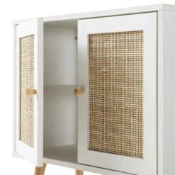 Frances Woven Rattan 2-Door Bathroom Undersink Unit, White -Daals Store FT UDS 01 WHITE detail3