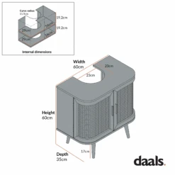 Izzy Curved Rattan Undersink Unit, Walnut 12 Izzy Curved Rattan Undersink Unit, Walnut -Daals Store FT UDS 02 CHART 2
