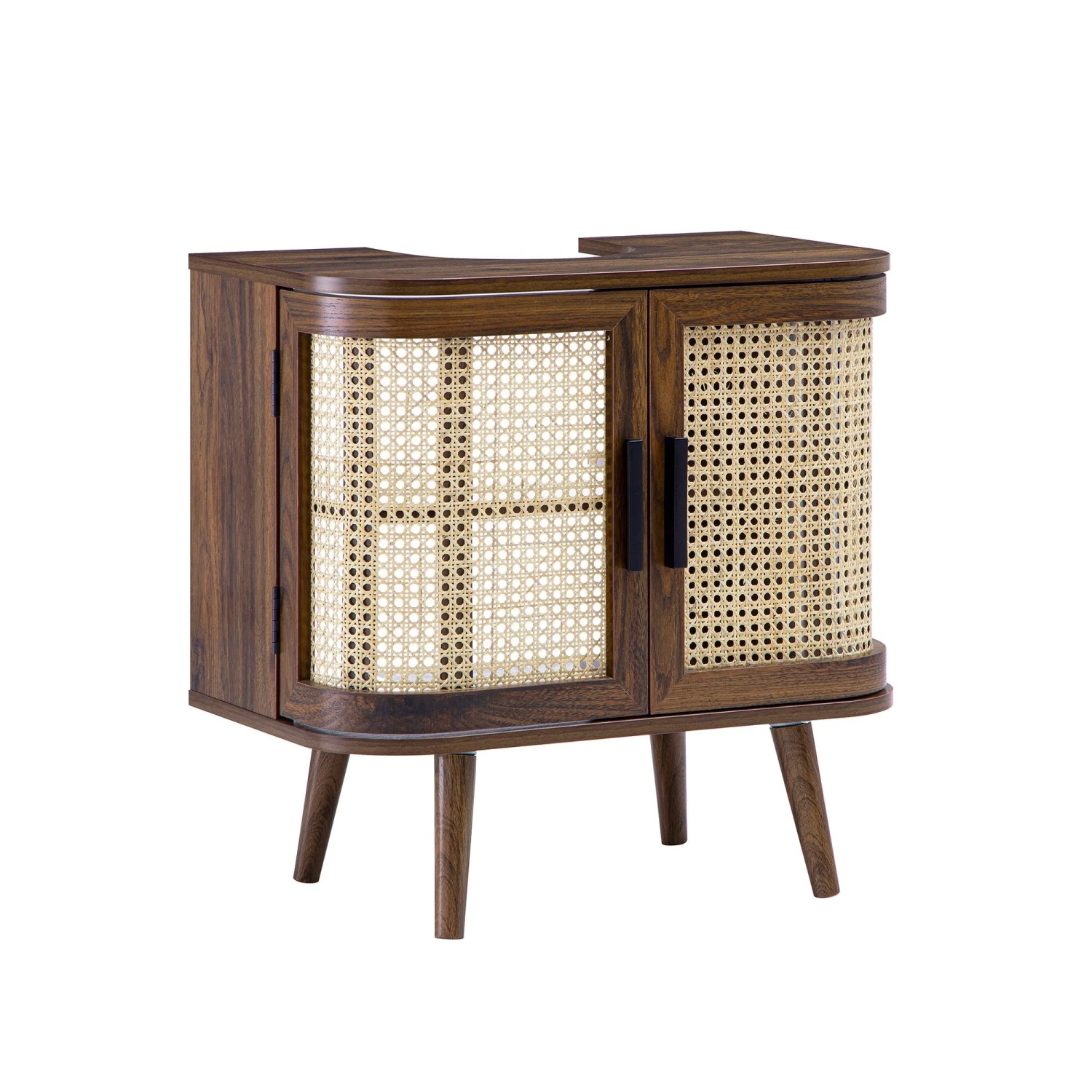 Izzy Curved Rattan Undersink Unit, Walnut 2 Izzy Curved Rattan Undersink Unit, Walnut - Image 2