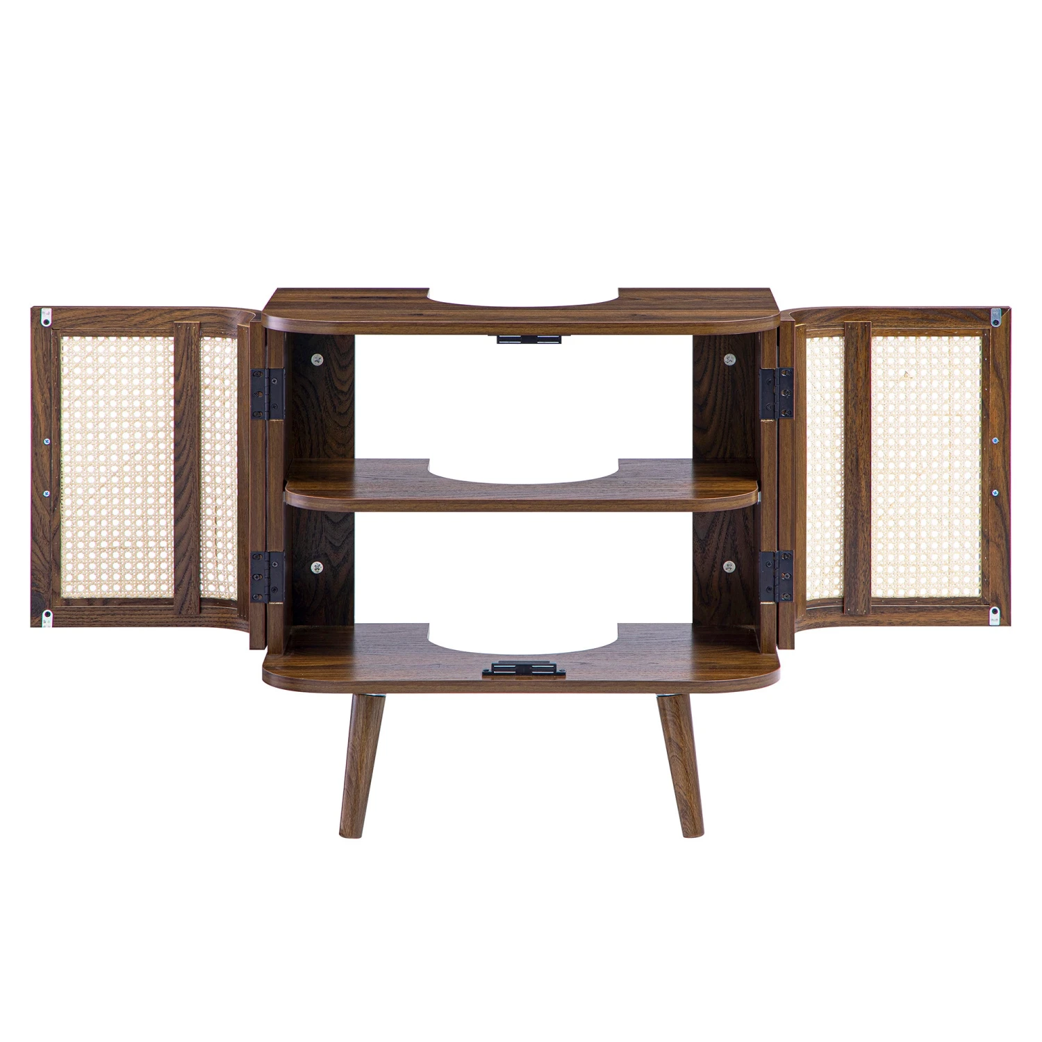 Izzy Curved Rattan Undersink Unit, Walnut 4 Izzy Curved Rattan Undersink Unit, Walnut - Image 4