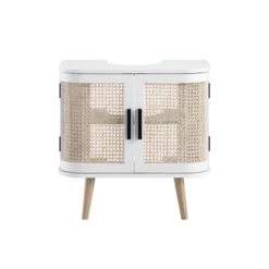 Izzy Curved Rattan Undersink Unit, White -Daals Store FT UDS 02 WHITE WB1