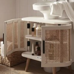 Izzy Curved Rattan Undersink Unit, White -Daals Store FT UDS 02 WHITE scene4