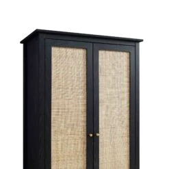 Frances Rattan Double Wardrobe With 1 Drawer, Black 18 Frances Rattan Double Wardrobe With 1 Drawer, Black -Daals Store FT WARD 01 BLACK detail1