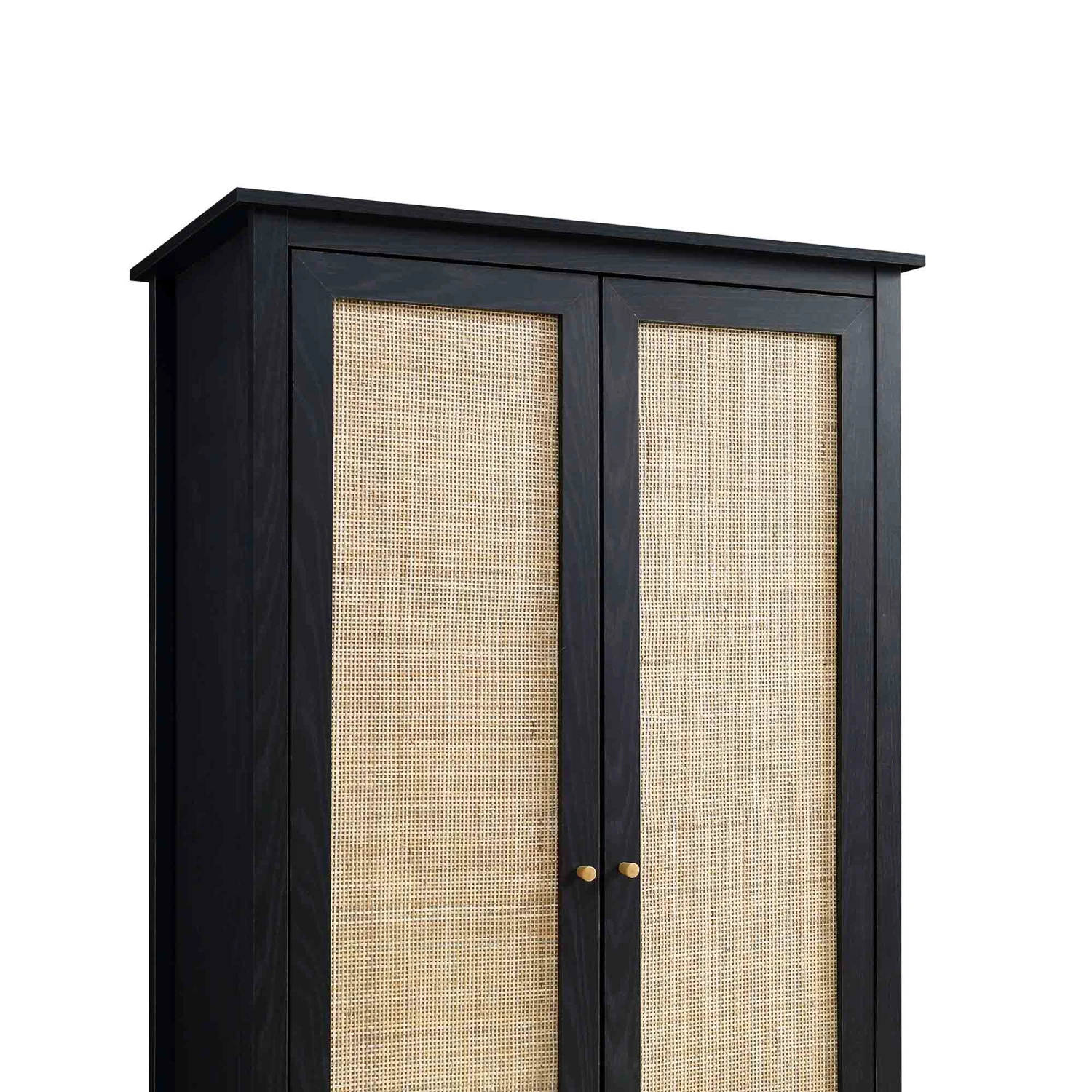 Frances Rattan Double Wardrobe With 1 Drawer, Black 9 Frances Rattan Double Wardrobe With 1 Drawer, Black - Image 9