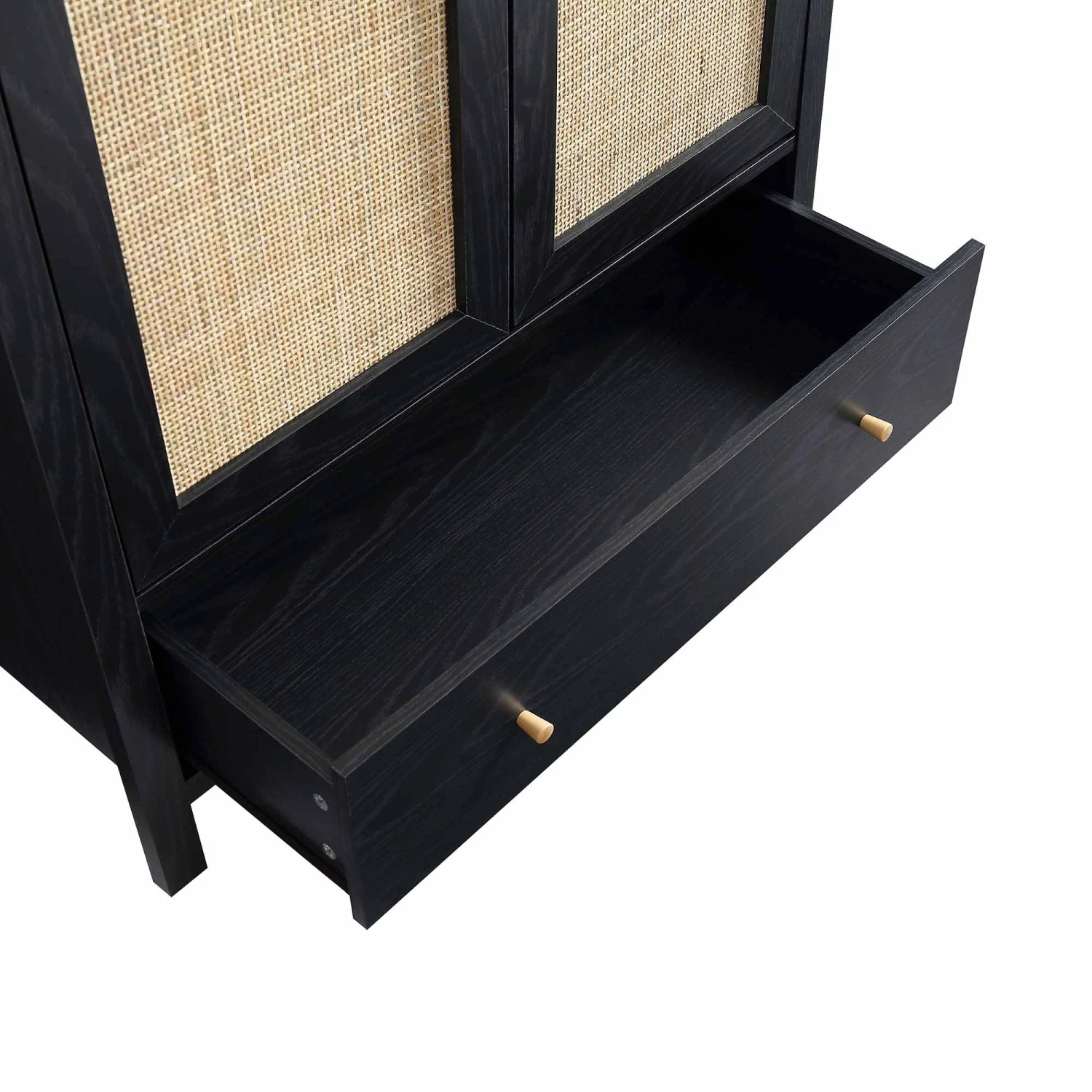 Frances Rattan Double Wardrobe With 1 Drawer, Black 10 Frances Rattan Double Wardrobe With 1 Drawer, Black - Image 10