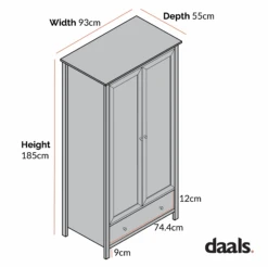 Frances Rattan Double Wardrobe With 1 Drawer, Mint 13 Frances Rattan Double Wardrobe With 1 Drawer, Mint -Daals Store FT WARD 01 CHART 2