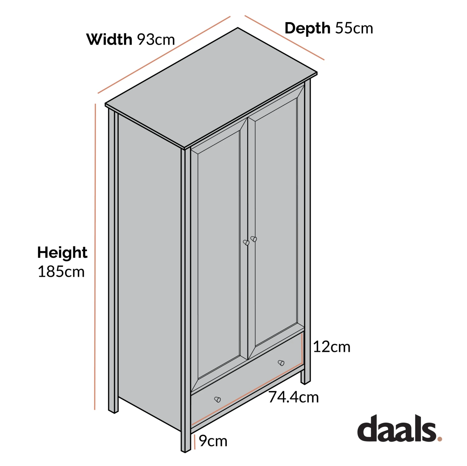 Frances Rattan Double Wardrobe With 1 Drawer, Mint 5 Frances Rattan Double Wardrobe With 1 Drawer, Mint - Image 5