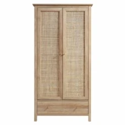 Frances Rattan Double Wardrobe With 1 Drawer, Natural 11 Frances Rattan Double Wardrobe With 1 Drawer, Natural -Daals Store FT WARD 01 NAT WB1
