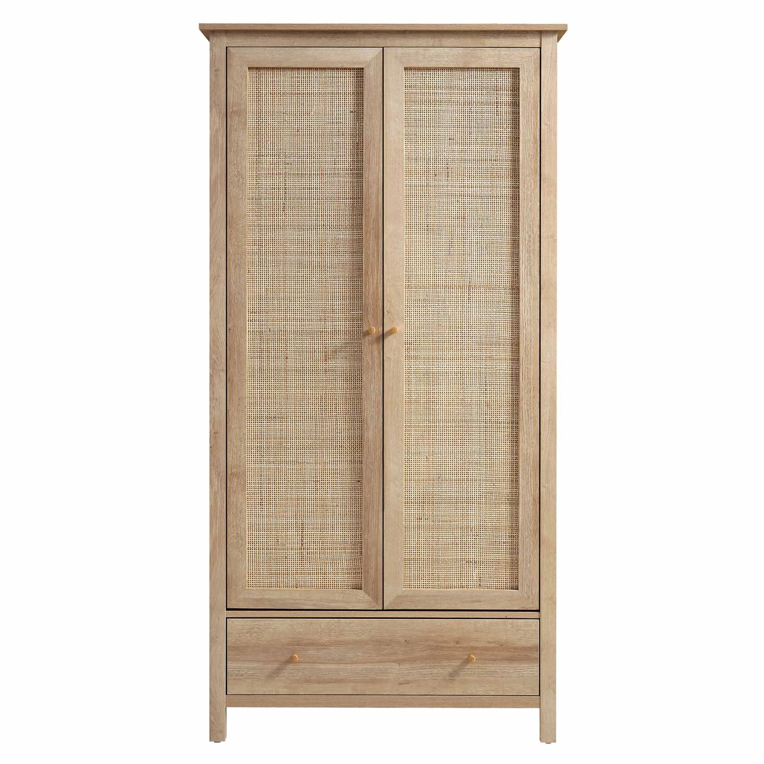 Frances Rattan Double Wardrobe With 1 Drawer, Natural 3 Frances Rattan Double Wardrobe With 1 Drawer, Natural - Image 3