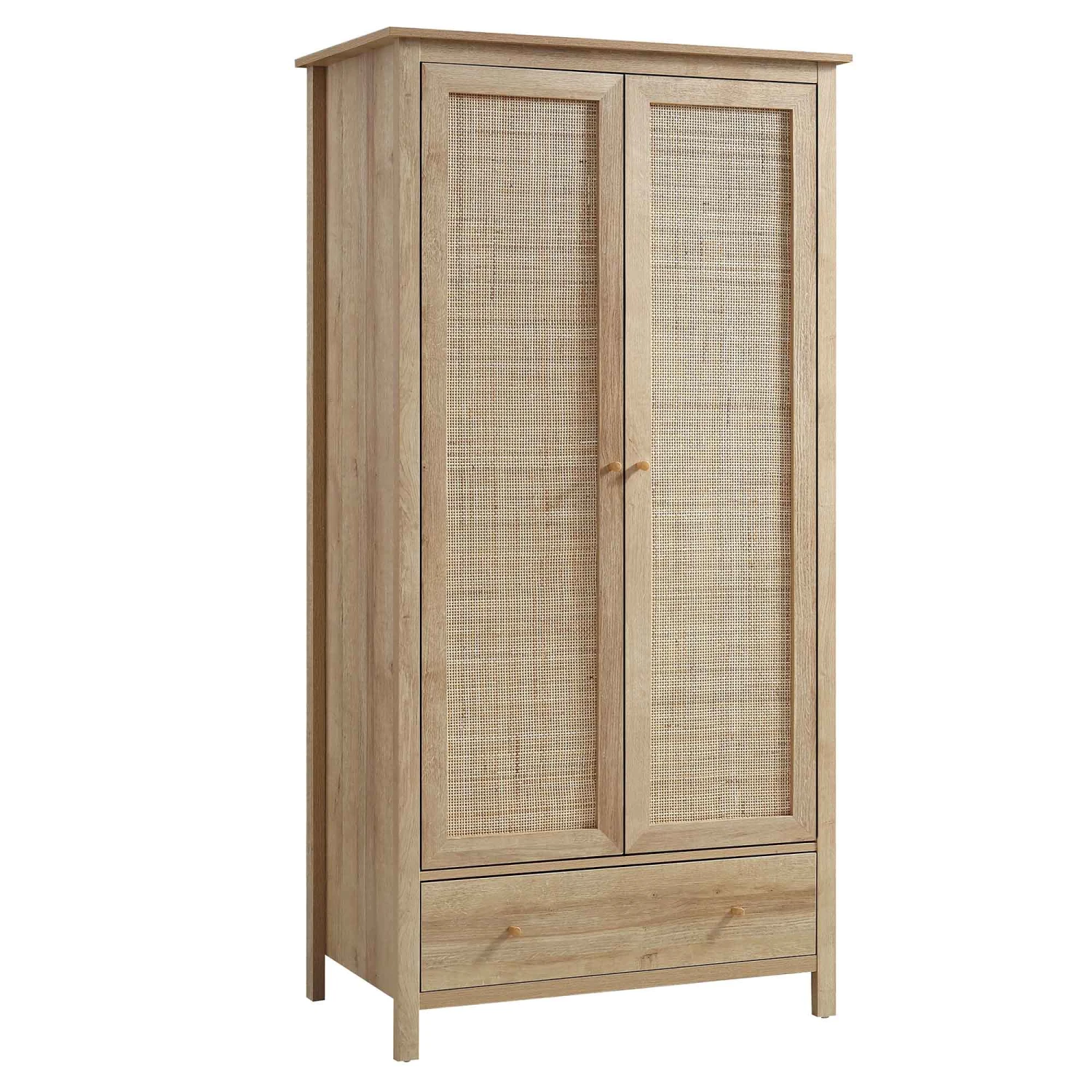 Frances Rattan Double Wardrobe With 1 Drawer, Natural 4 Frances Rattan Double Wardrobe With 1 Drawer, Natural - Image 4