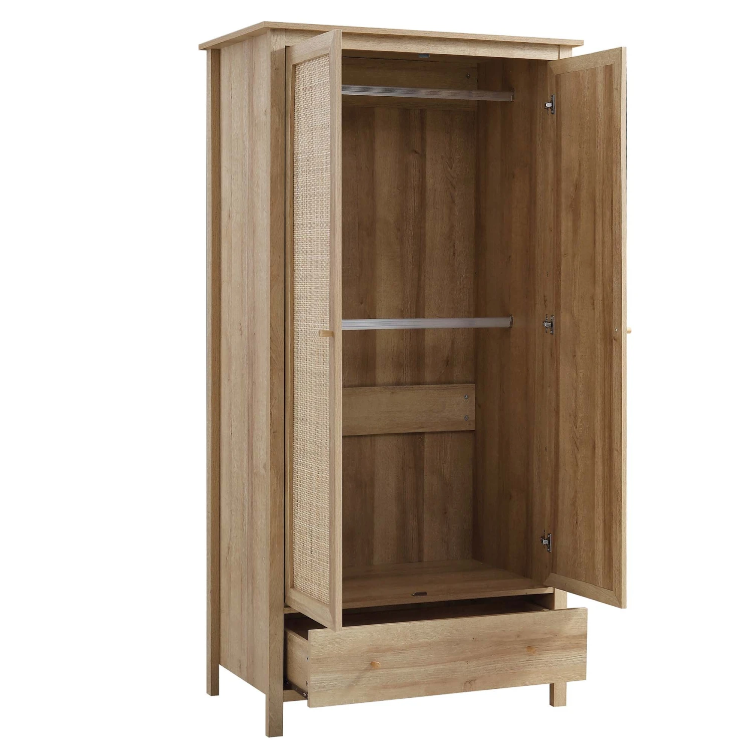 Frances Rattan Double Wardrobe With 1 Drawer, Natural 6 Frances Rattan Double Wardrobe With 1 Drawer, Natural - Image 6