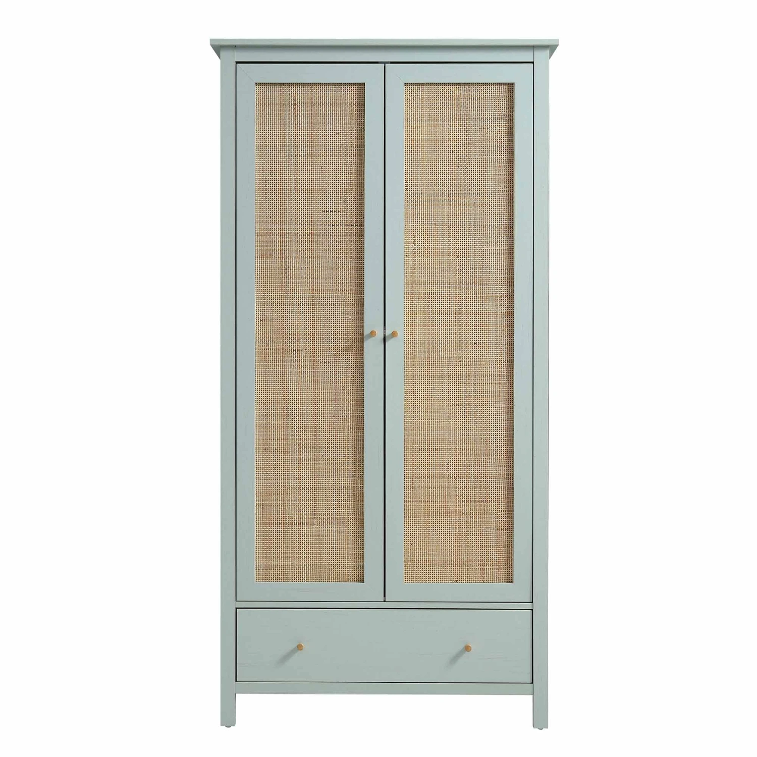 Frances Rattan Double Wardrobe With 1 Drawer, Mint 3 Frances Rattan Double Wardrobe With 1 Drawer, Mint - Image 3