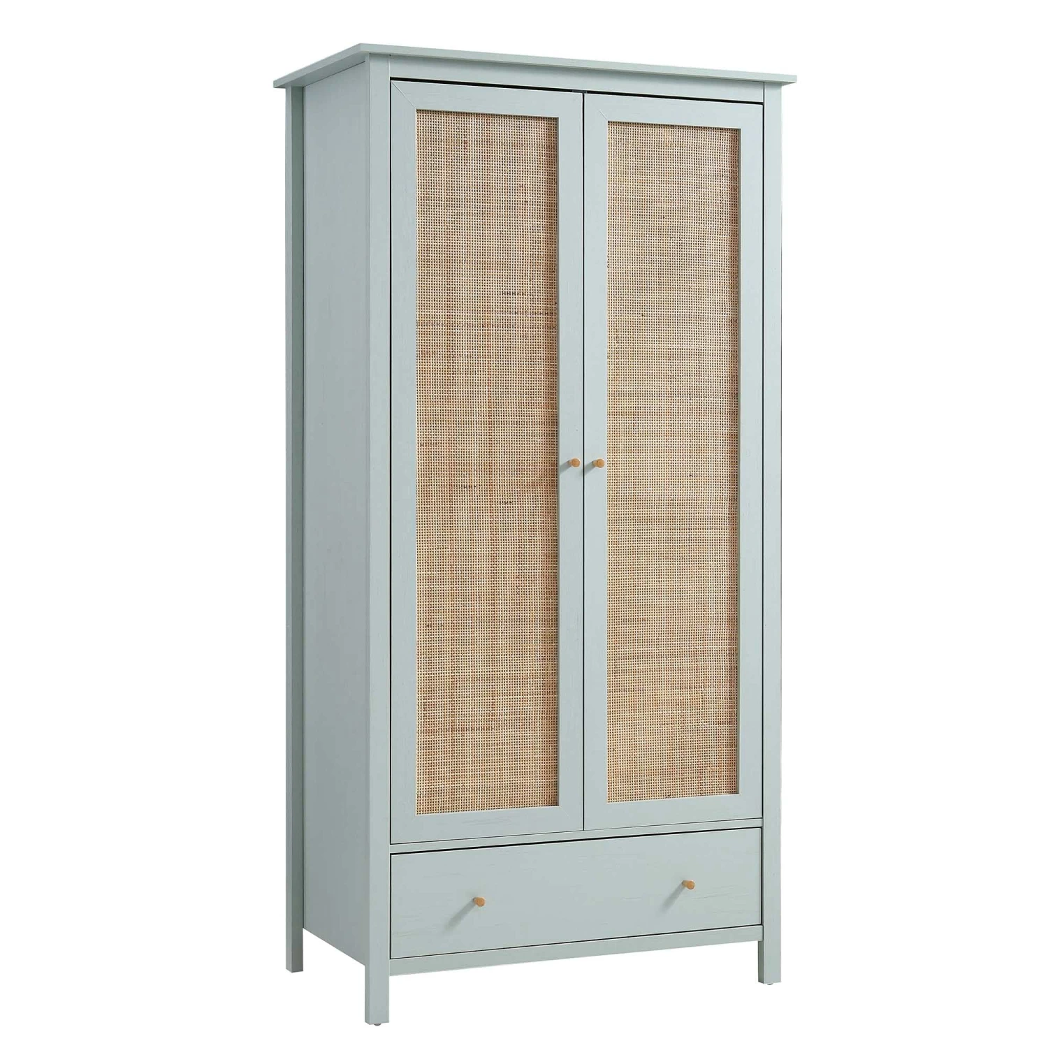 Frances Rattan Double Wardrobe With 1 Drawer, Mint 4 Frances Rattan Double Wardrobe With 1 Drawer, Mint - Image 4
