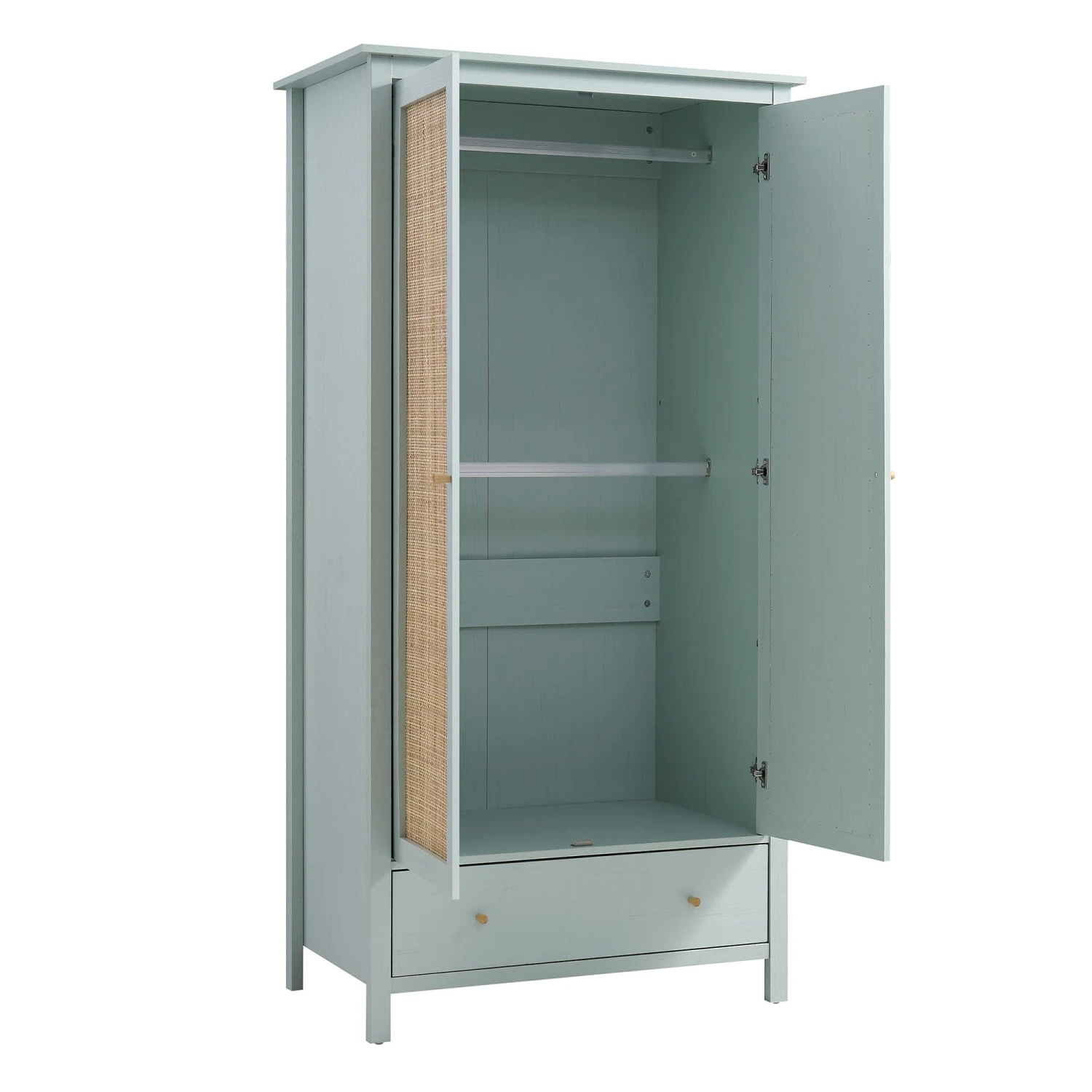 Frances Rattan Double Wardrobe With 1 Drawer, Mint 6 Frances Rattan Double Wardrobe With 1 Drawer, Mint - Image 6