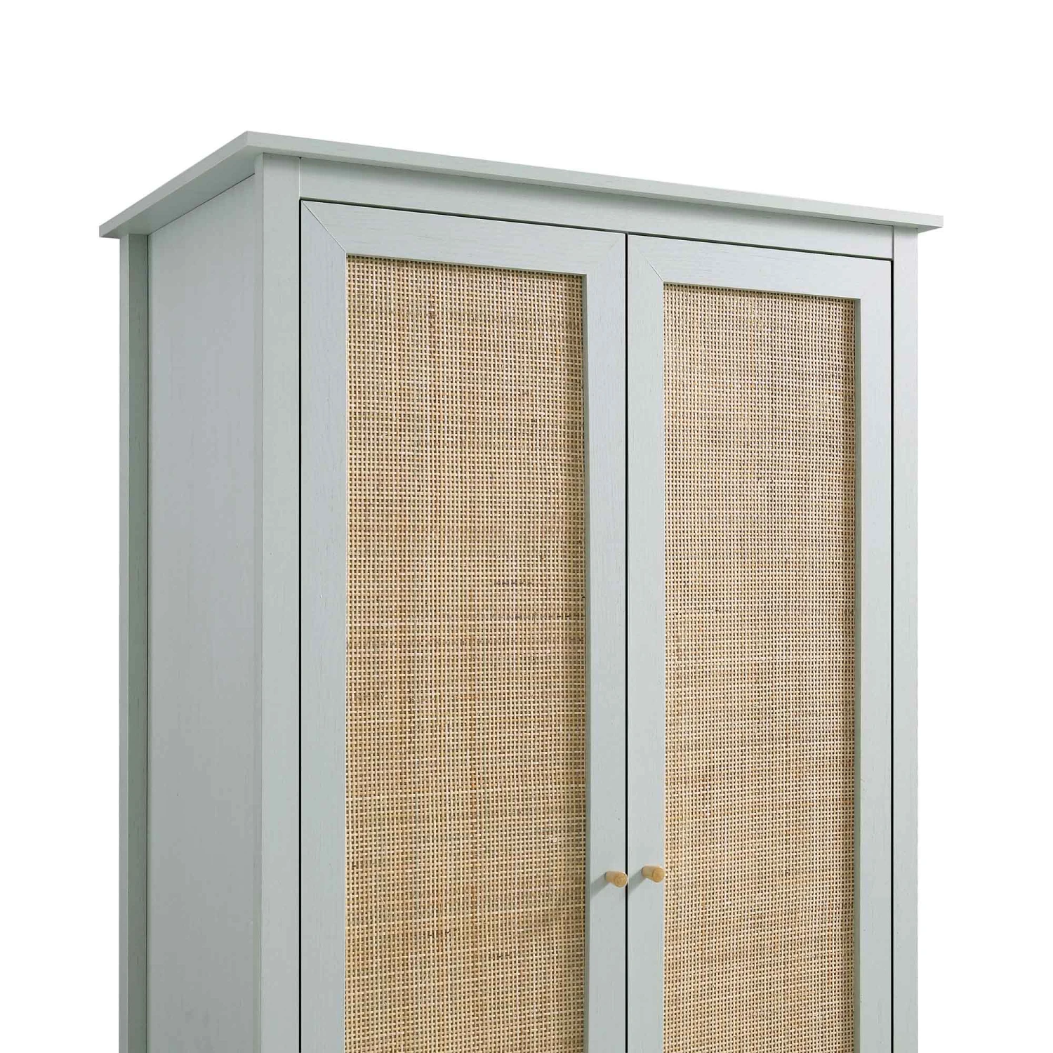 Frances Rattan Double Wardrobe With 1 Drawer, Mint 8 Frances Rattan Double Wardrobe With 1 Drawer, Mint - Image 8