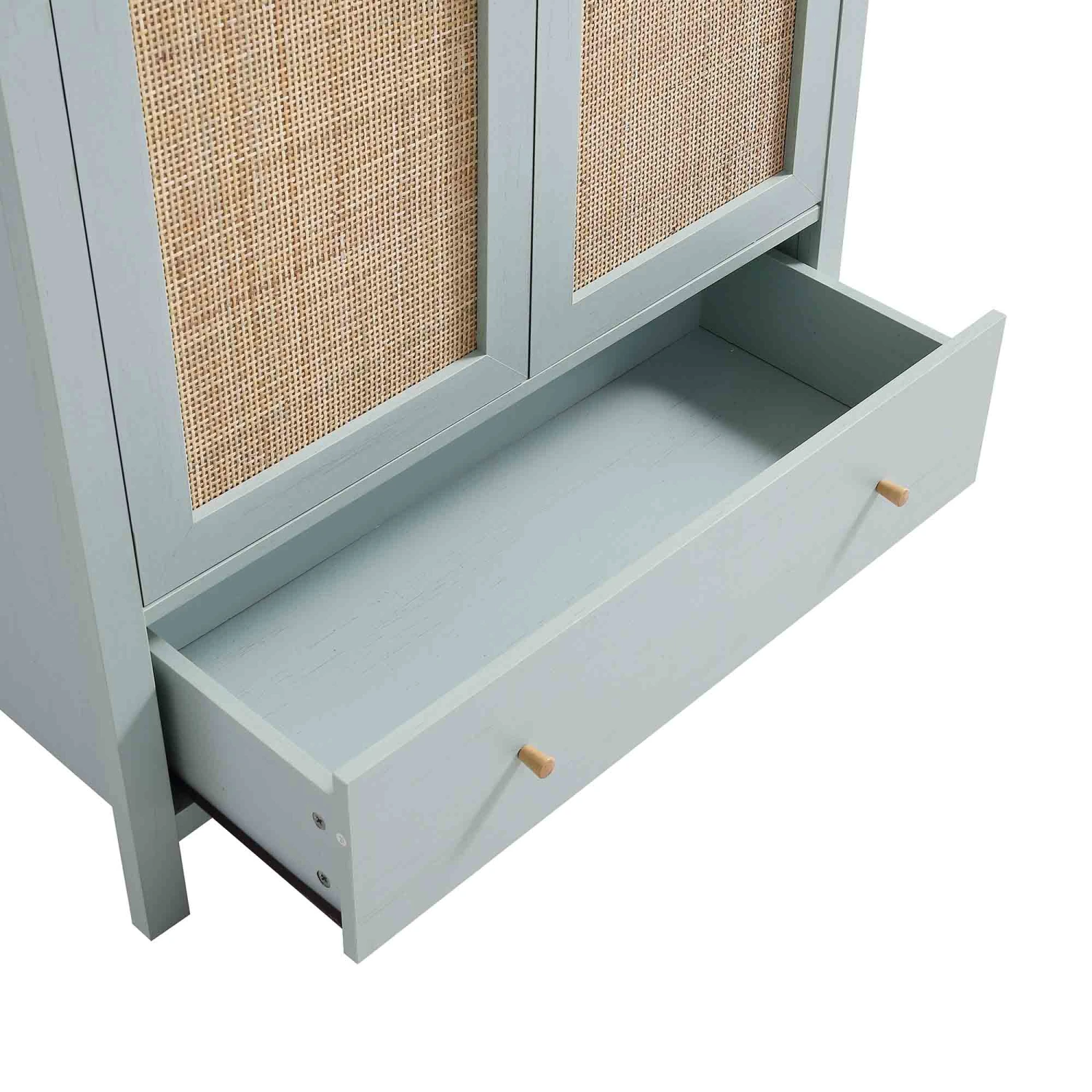 Frances Rattan Double Wardrobe With 1 Drawer, Mint 9 Frances Rattan Double Wardrobe With 1 Drawer, Mint - Image 9