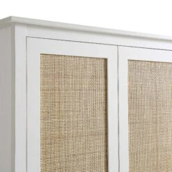 Frances Rattan Double Wardrobe With 1 Drawer, White -Daals Store FT WARD 01 WHITE detail1