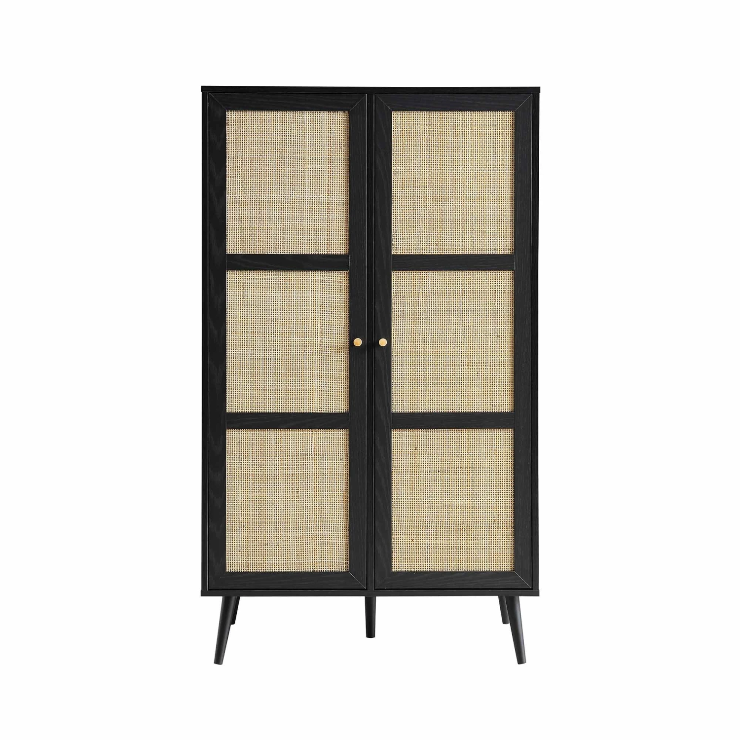 Frances Woven Rattan Compact Double Wardrobe, Black 4 Frances Woven Rattan Compact Double Wardrobe, Black - Image 4