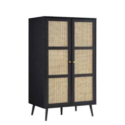 Frances Woven Rattan Compact Double Wardrobe, Black 16 Frances Woven Rattan Compact Double Wardrobe, Black -Daals Store FT WARD 02 BLACK WB2