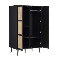 Frances Woven Rattan Compact Double Wardrobe, Black 18 Frances Woven Rattan Compact Double Wardrobe, Black -Daals Store FT WARD 02 BLACK WB3