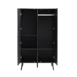 Frances Woven Rattan Compact Double Wardrobe, Black 19 Frances Woven Rattan Compact Double Wardrobe, Black -Daals Store FT WARD 02 BLACK WB4