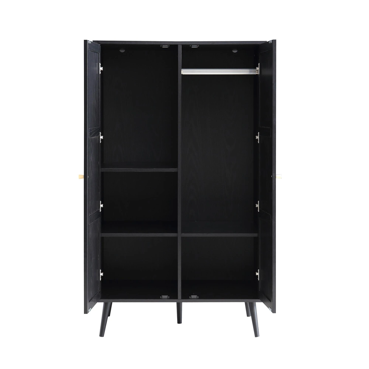 Frances Woven Rattan Compact Double Wardrobe, Black 8 Frances Woven Rattan Compact Double Wardrobe, Black - Image 8