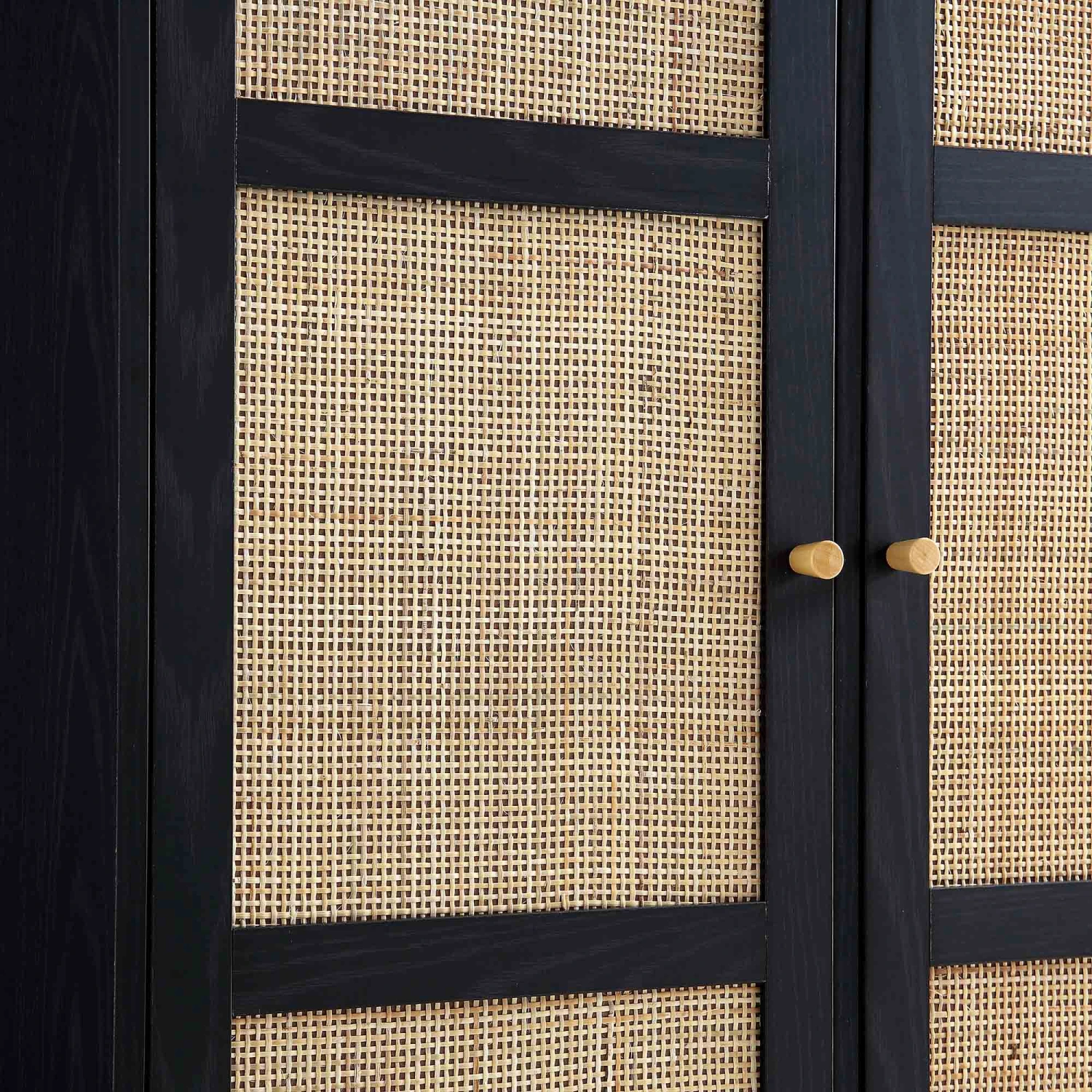 Frances Woven Rattan Compact Double Wardrobe, Black 11 Frances Woven Rattan Compact Double Wardrobe, Black - Image 11