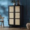 Frances Woven Rattan Compact Double Wardrobe, Black -Daals Store FT WARD 02 BLACK main