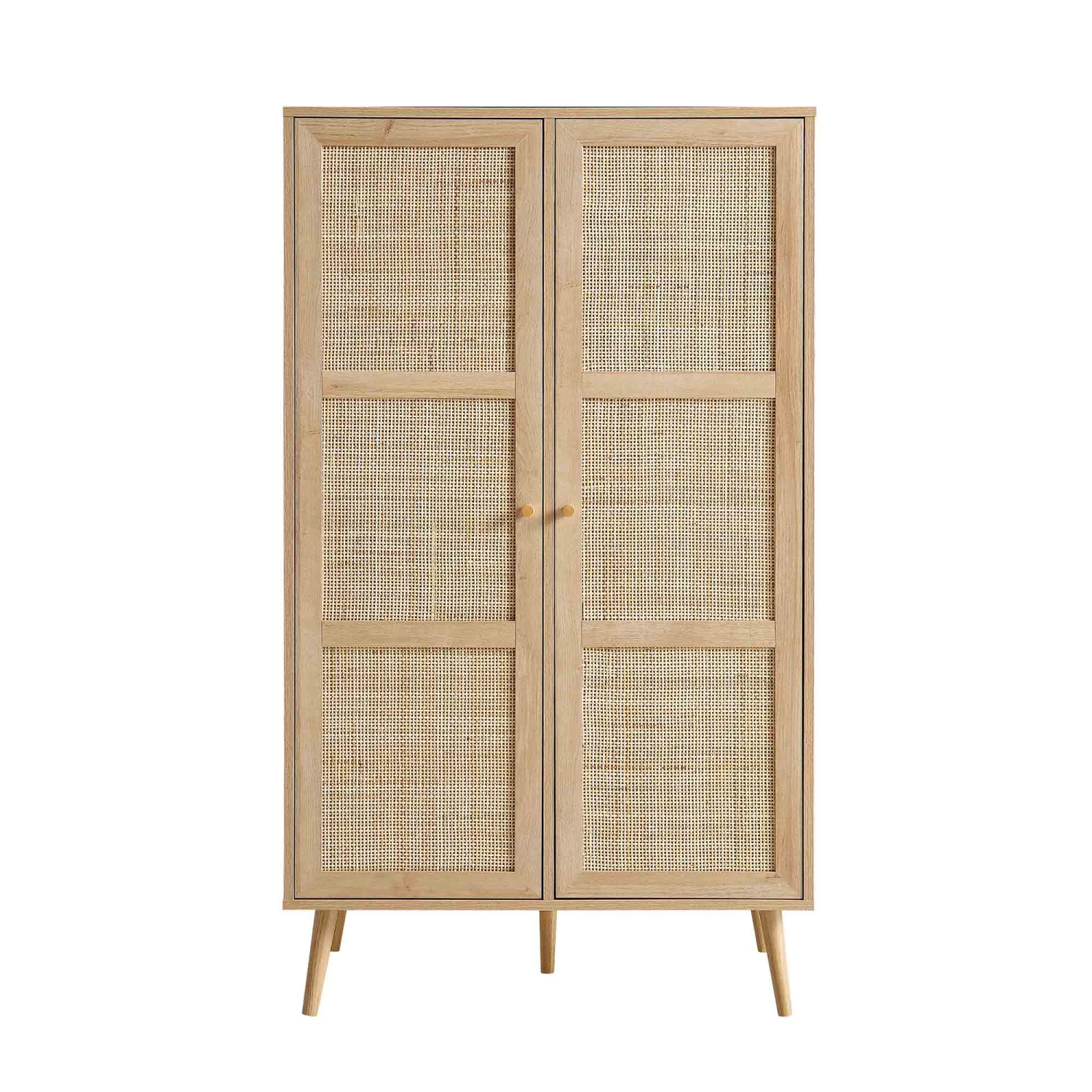 Frances Woven Rattan Compact Double Wardrobe, Natural 4 Frances Woven Rattan Compact Double Wardrobe, Natural - Image 4