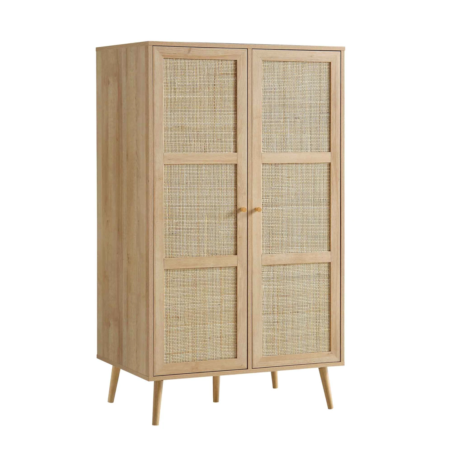 Frances Woven Rattan Compact Double Wardrobe, Natural 5 Frances Woven Rattan Compact Double Wardrobe, Natural - Image 5