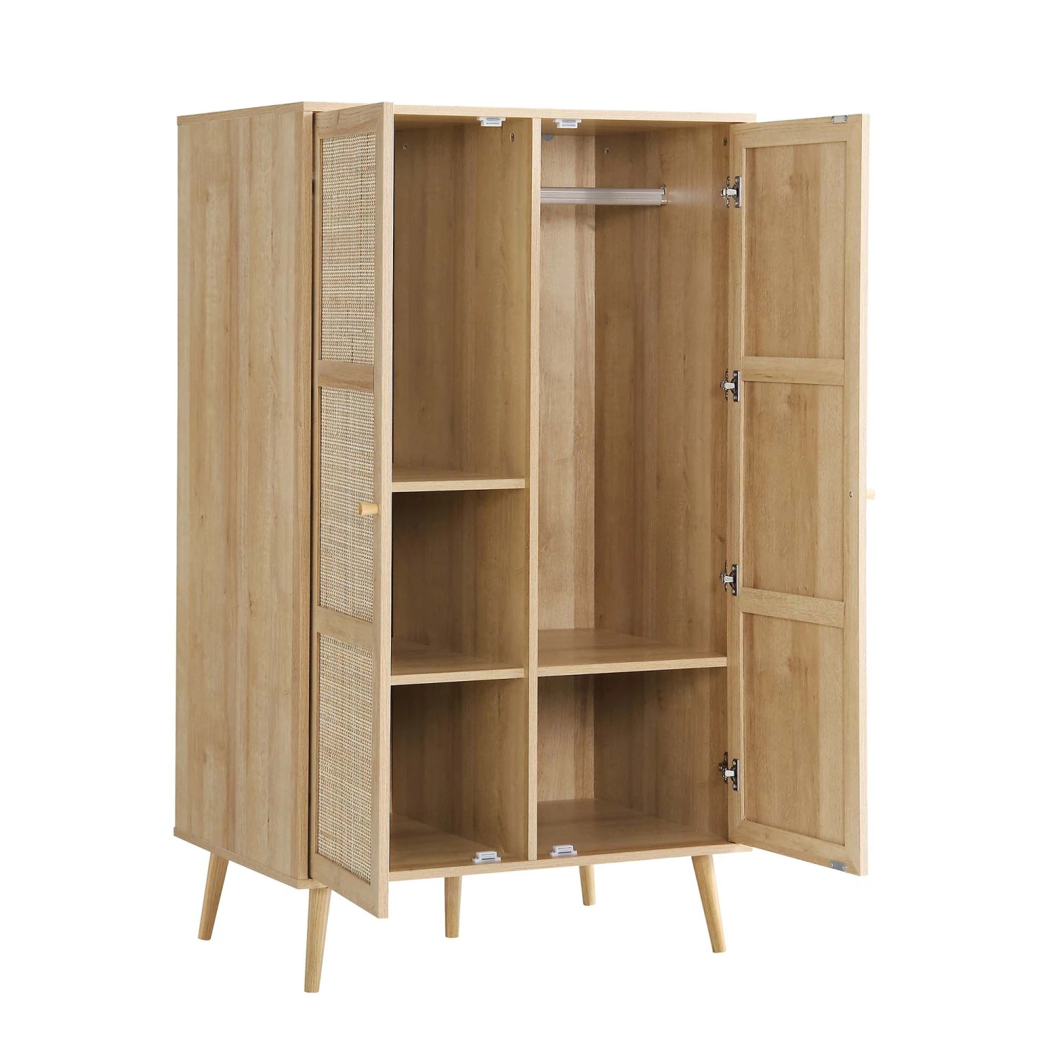 Frances Woven Rattan Compact Double Wardrobe, Natural 7 Frances Woven Rattan Compact Double Wardrobe, Natural - Image 7