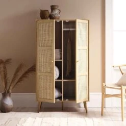 Frances Woven Rattan Compact Double Wardrobe, Natural 14 Frances Woven Rattan Compact Double Wardrobe, Natural -Daals Store FT WARD 02 NAT scene2