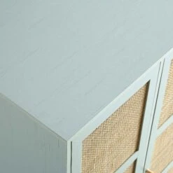 Frances Woven Rattan Compact Double Wardrobe, Mint Green -Daals Store FT WARD 02 SAGE detail1